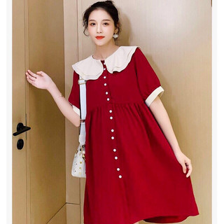 Váy bầu công sở ANAN thiết kế babydoll cổ bèo 2 lớp xinh