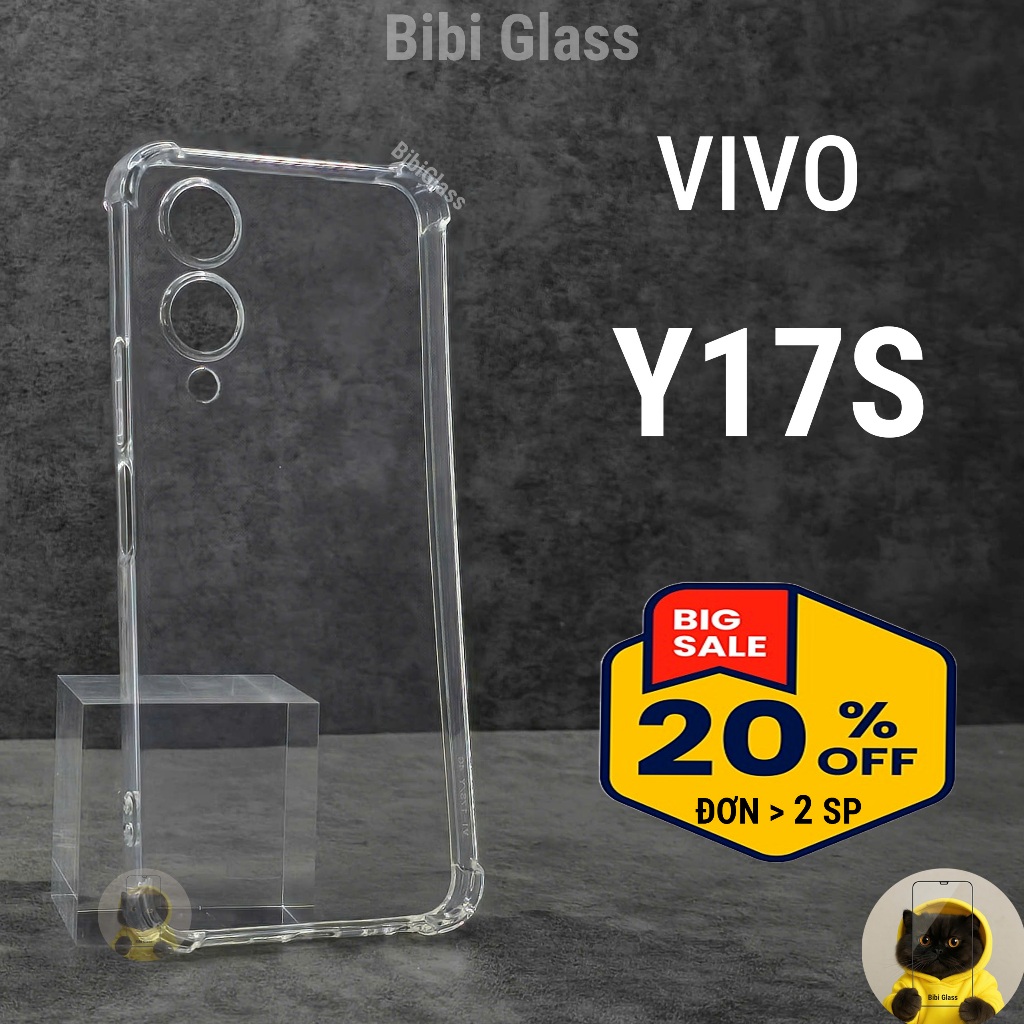 Ốp lưng Vivo Y17S dẻo trong suốt silicon cao cấp loại dày chống sốc bảo vệ cam điện thoại