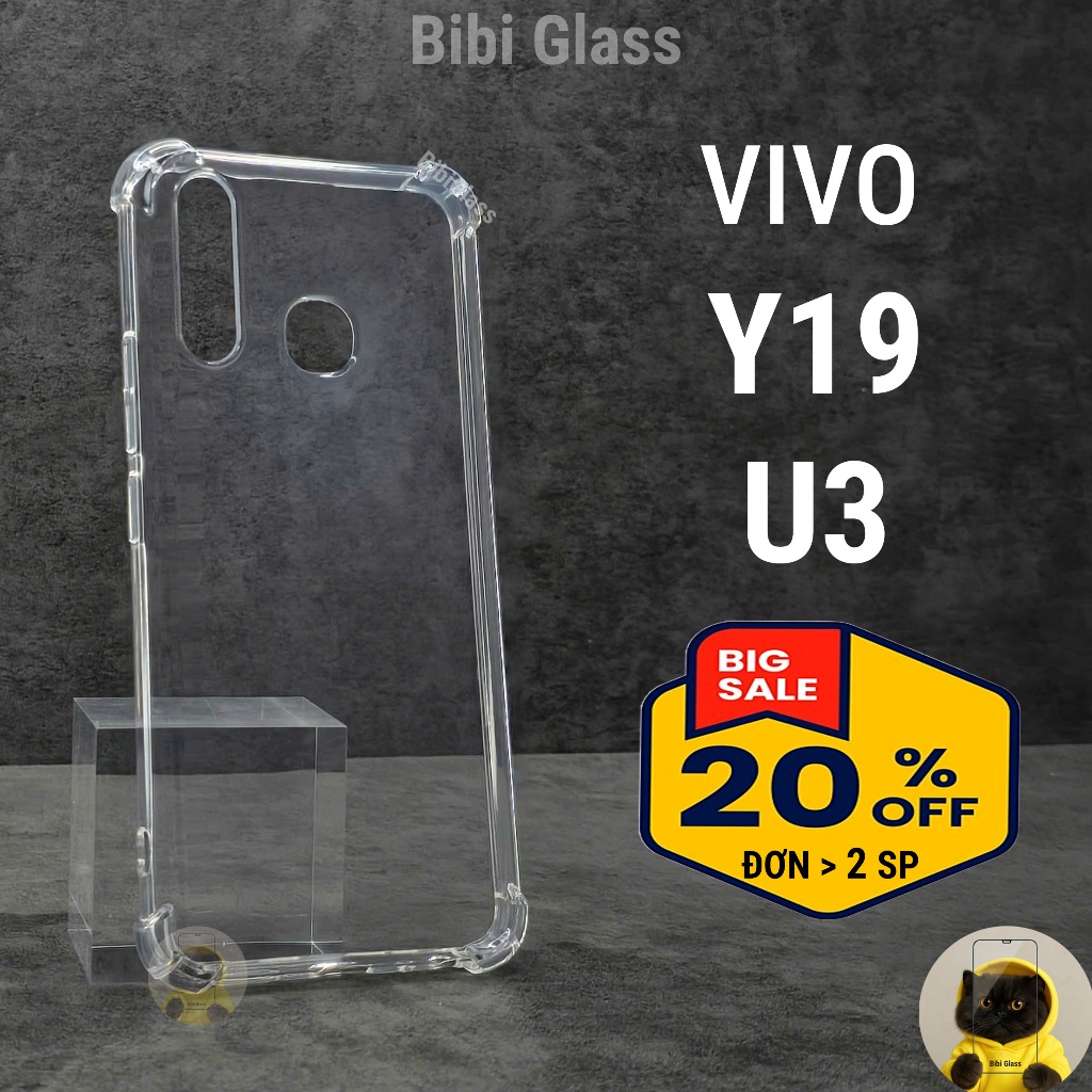 Ốp lưng VIVO Y19 silicon trong suốt dẻo cao cấp chống sốc va đập viền vuông bảo vệ cam điện thoại