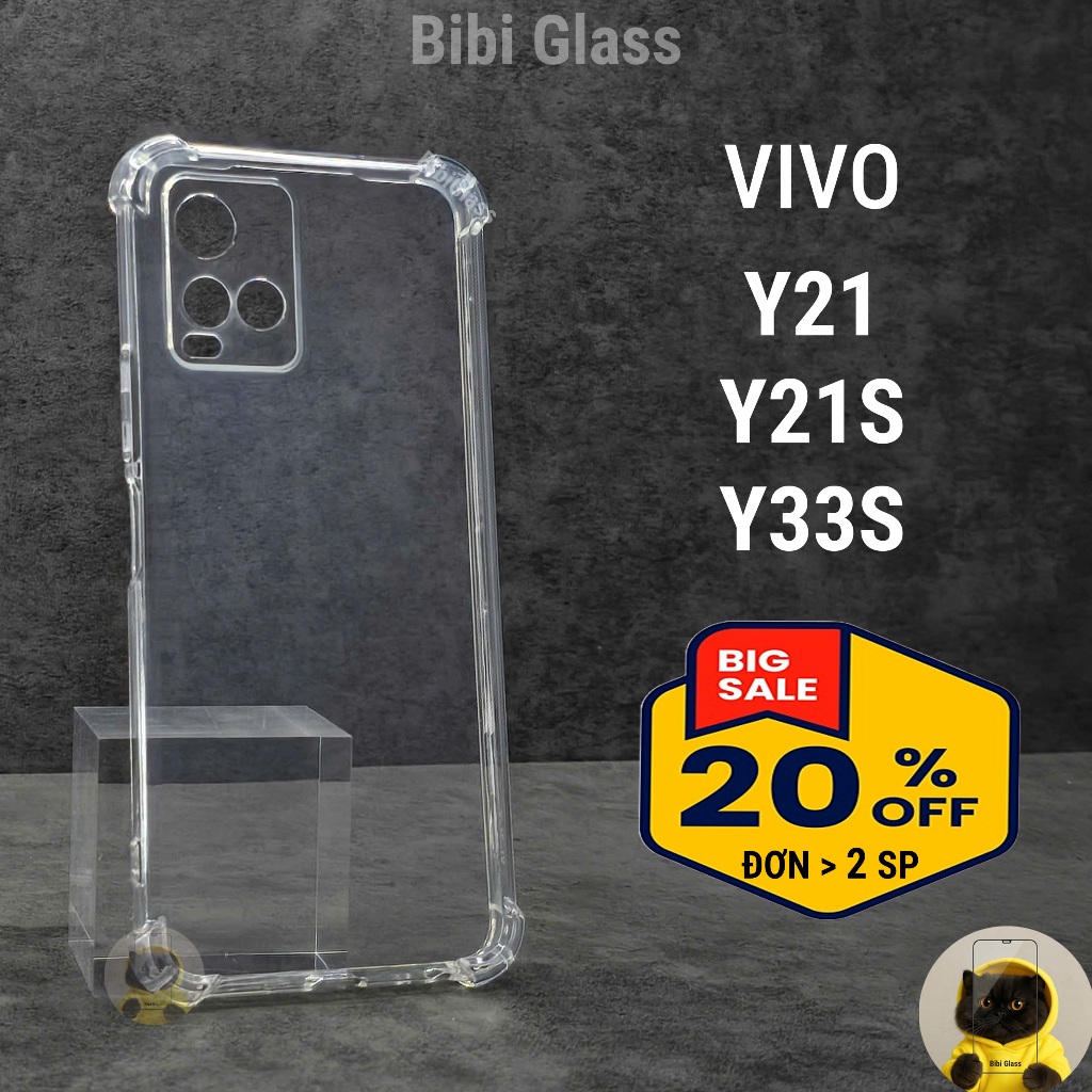Ốp lưng Vivo Y21 / Y21S / Y33S silicon trong suốt dẻo cao cấp chống sốc viền vuông bảo vệ điện thoại