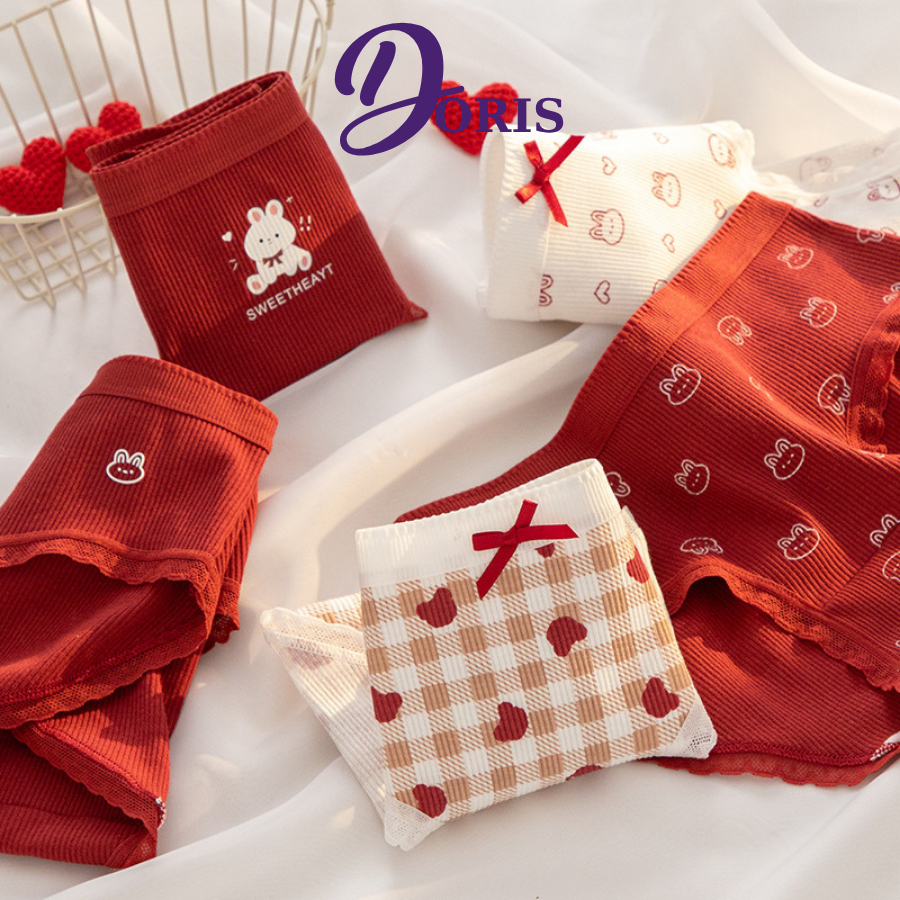 Quần Lót Nữ Cotton Thoáng Mát Viền Ren Hoạ Tiết Dễ Thương DORIS 341