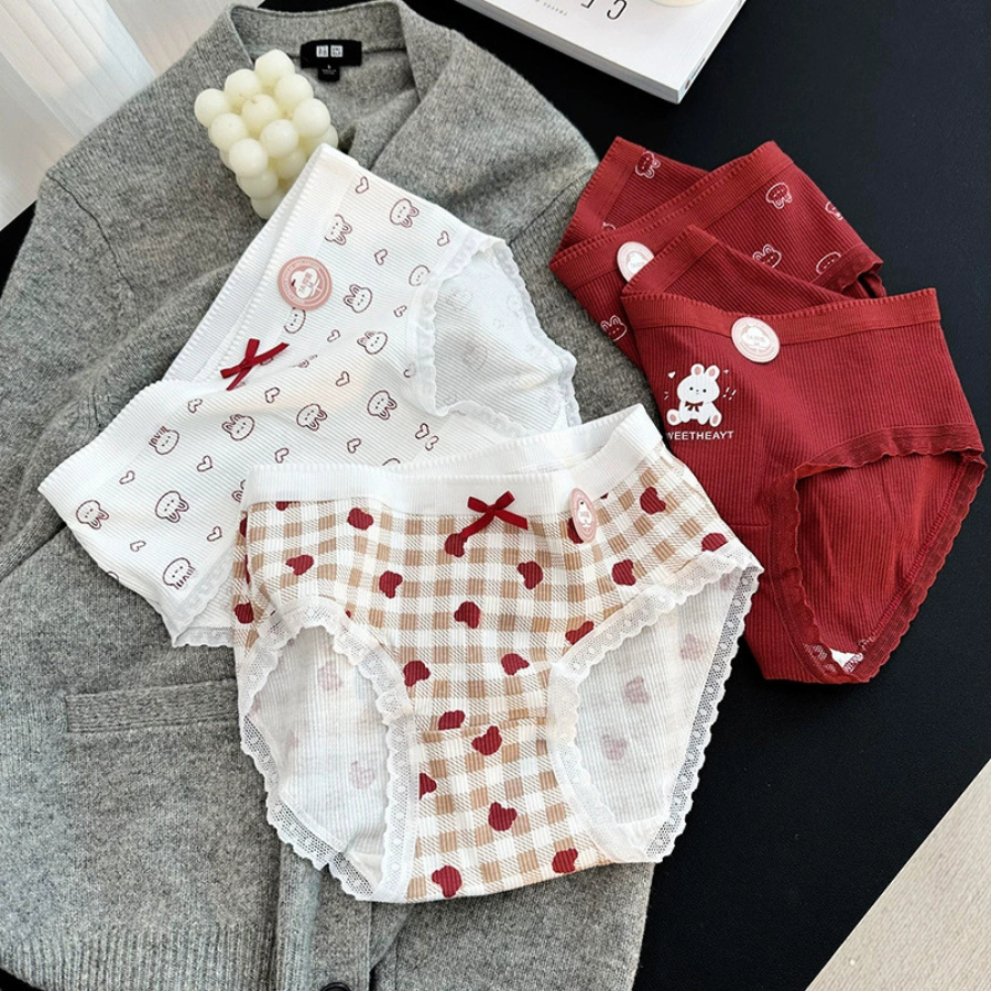 Quần Lót Nữ Cotton Thoáng Mát Viền Ren Hoạ Tiết Dễ Thương DORIS 341