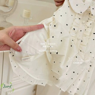 [B&G] Đầm váy ngang vai cổ sen xếp ly chấm bi dễ thương cho bé gái từ 10-42kg(2-12 tuổi)