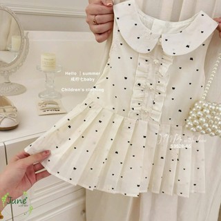 [B&G] Đầm váy ngang vai cổ sen xếp ly chấm bi dễ thương cho bé gái từ 10-42kg(2-12 tuổi)
