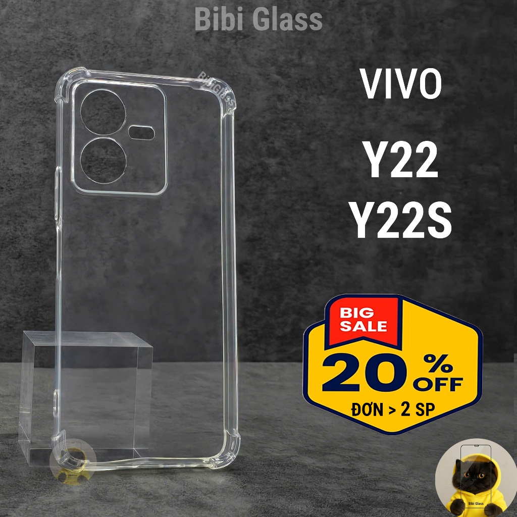 Ốp lưng Vivo Y22S / Y22 Silicon nhựa dẻo trong suốt cao cấp chống sốc viền vuông bảo vệ cam đt