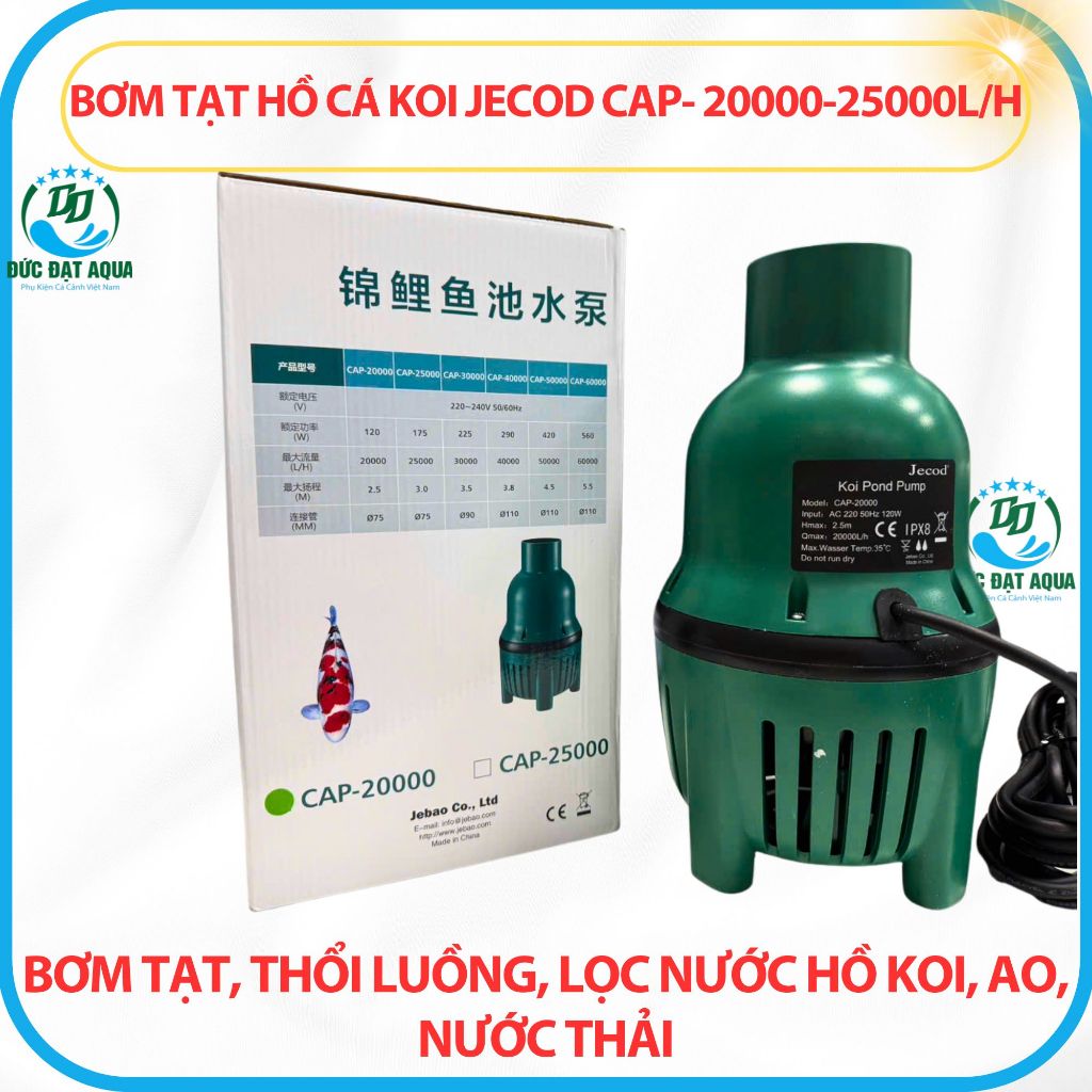 Bơm tạtHồ Cá Koi JEcod CAP- 20000-25000L/H: Bơm Tạt, Thổi Luồng, Lọc Nước Hồ Koi, Ao 6