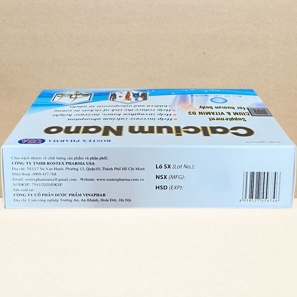 [CHÍNH HÃNG] Viên Uống Calcium Nano Bổ Sung Canxi, D3, Omega 3 Giúp Tăng Chiều Cao, Chống Còi Xương (Hộp 30 viên nang)