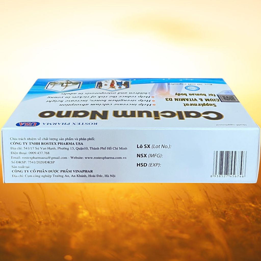 Combo 5 Hộp Calcium Nano Xanh Dương Vỉ 30 Viên - Rostex - Vinaphar - Vitamin Thanh Lọc