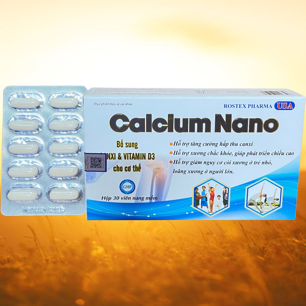 Combo 5 Hộp Calcium Nano Xanh Dương Vỉ 30 Viên - Rostex - Vinaphar - Vitamin Thanh Lọc