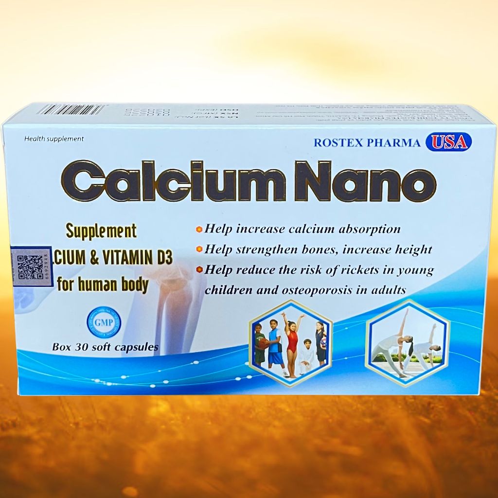 Combo 5 Hộp Calcium Nano Xanh Dương Vỉ 30 Viên - Rostex - Vinaphar - Vitamin Thanh Lọc
