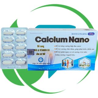 Calcium Nano Xanh Dương Vỉ 30 Viên - Rostex - Vinaphar - Vitamin Phục Hồi