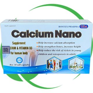 Calcium Nano Xanh Dương Vỉ 30 Viên - Rostex - Vinaphar - Vitamin Phục Hồi