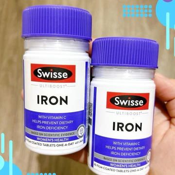 Viên uống sắt hữu cơ, sắt swisse ultiboost iron với vitamin c, tảo xoắn 30 viên úc ( sắt Swisse )