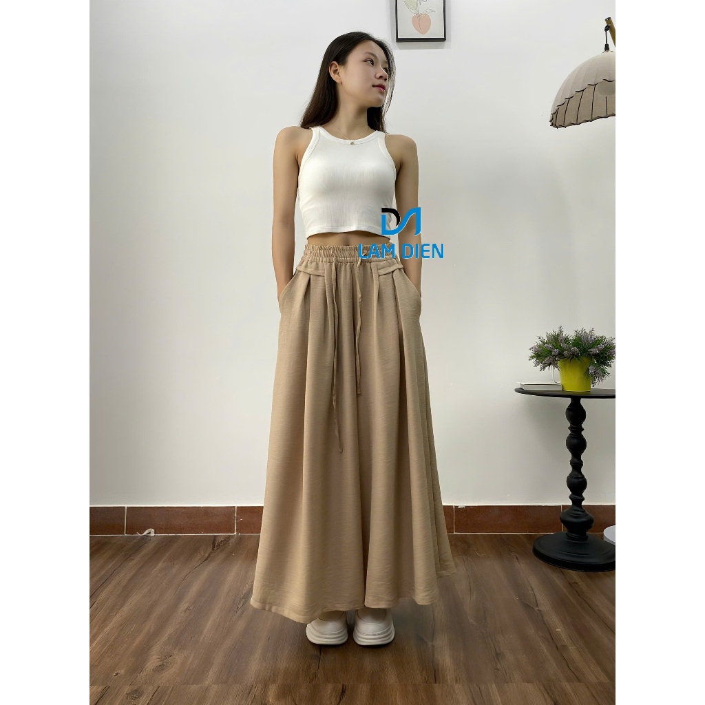 Quần Giả Váy Ống Rộng, Quần Váy Nữ Chất Mềm Mại, Mặc Đi Làm Đi Chơi Thoải Mái Tôn Dáng