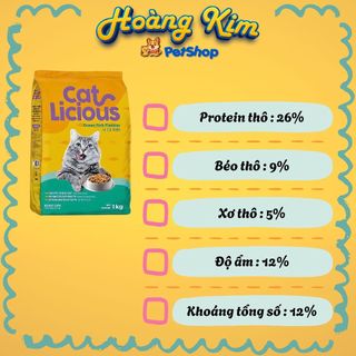 Thức ăn cho mèo Cat Licious ( 1kg ) Vị Cá Biển, Mèo trưởng thành tiêu chuẩn Châu Âu