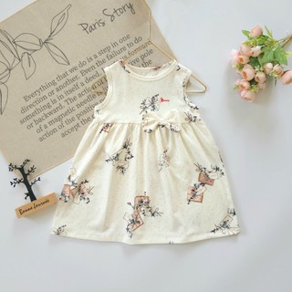 Váy nơ form đẹp hiệu Bunnybaby chất thun cotton 4 chiều cho bé 1-2 Tuổi