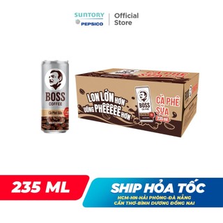 [SALE 15.7] Thùng 24 Lon Cà phê sữa Boss Size Lớn (235ml/lon)