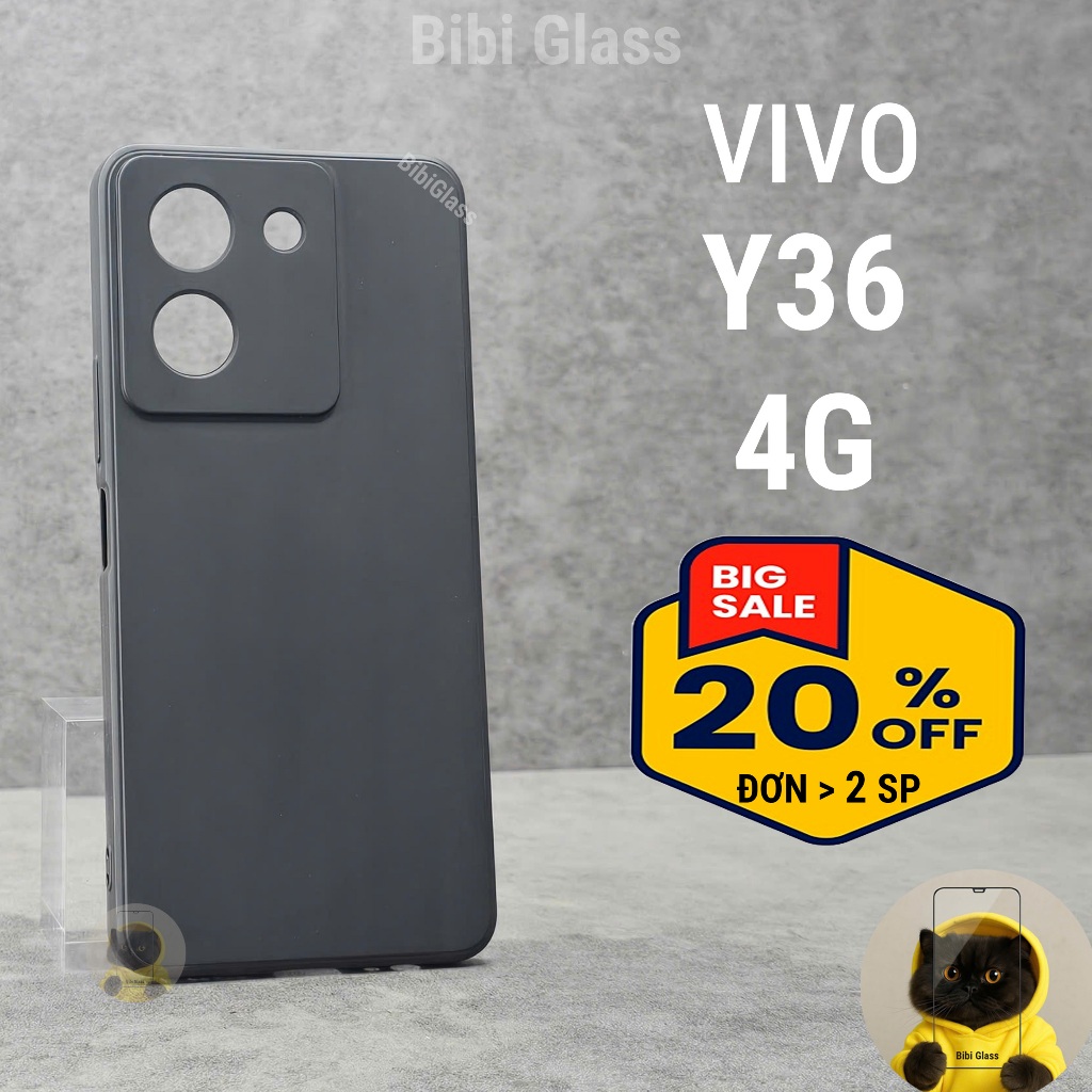 Ốp lưng Vivo Y36 4G bảo vệ cam điện thoại toàn diện cạnh vuông nhựa dẻo tpu bibi glass