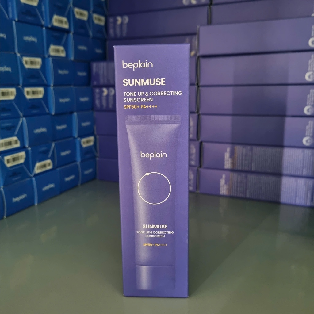 Kem chống nắng BEPLAIN Sunmuse lai Vật Lý & Hoá Học Nâng Tone & Hiệu chỉnh da SPF 50+ PA++++  50ML (Màu Tím)