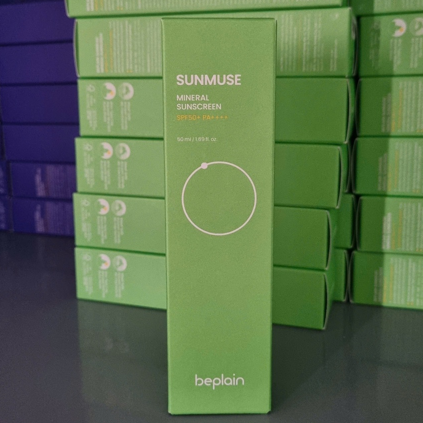 Kem Chống Nắng Beplain Sunmuse Mineral Sunscreen SPF50+ PA++++ 10ml/50ml Hỗ Trợ Kiềm Dầu, Kháng Nước (Xanh lá)