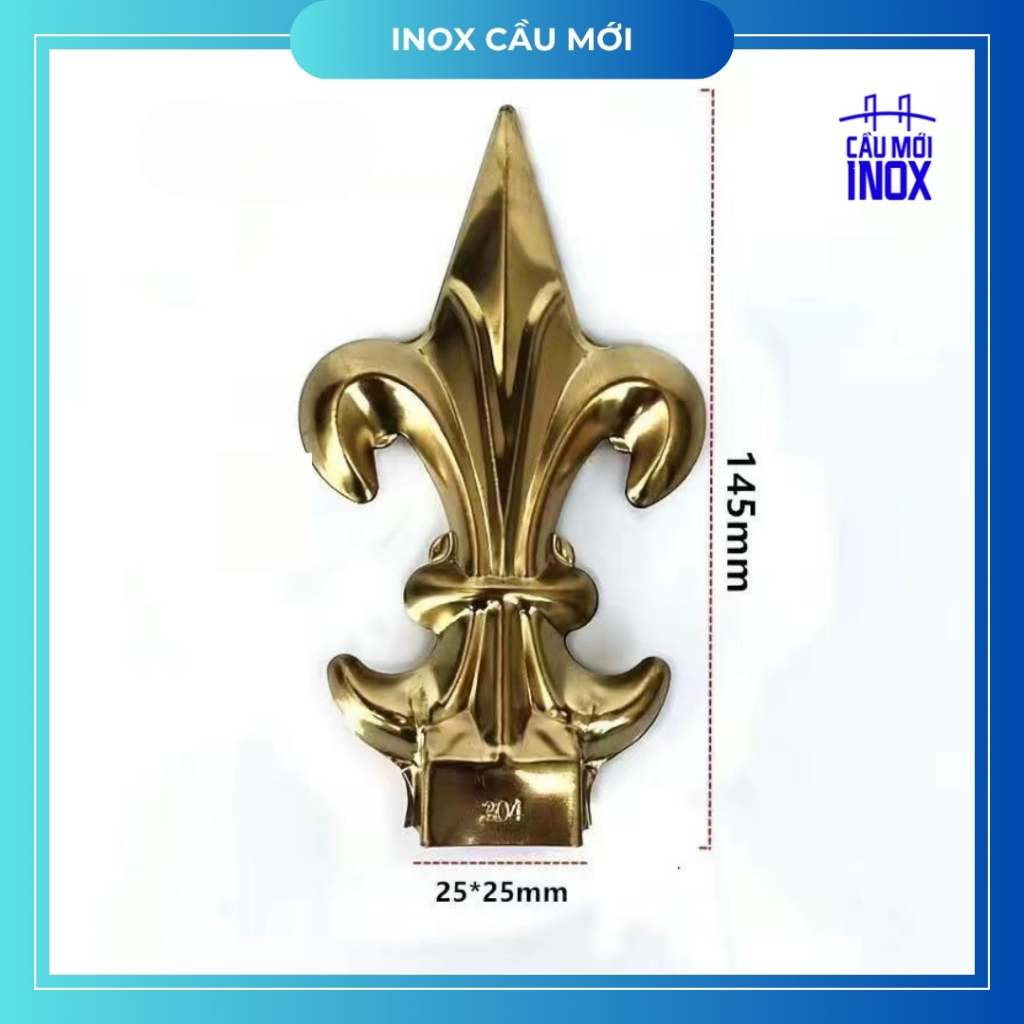 Mũi giáo inox 304, 25x25mm chống trộm, chông trang trí cửa cổng, hoa văn inox bền đẹp, sắc nét
