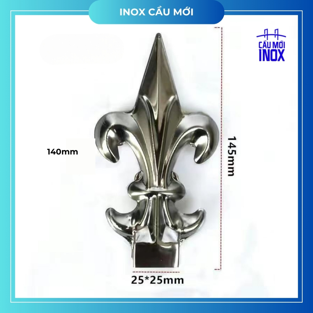 Mũi giáo inox 304, 25x25mm chống trộm, chông trang trí cửa cổng, hoa văn inox bền đẹp, sắc nét