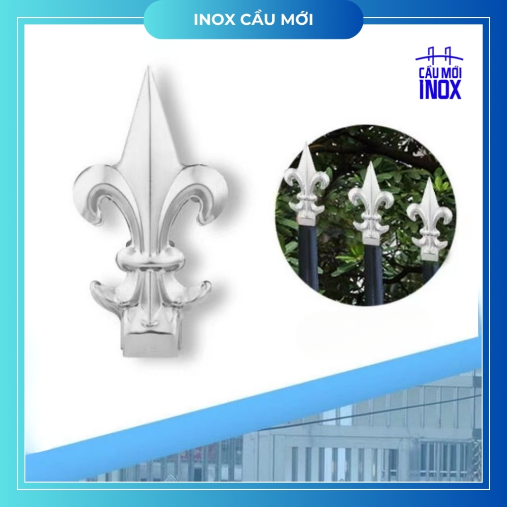 Mũi giáo inox 304, 25x25mm chống trộm, chông trang trí cửa cổng, hoa văn inox bền đẹp, sắc nét