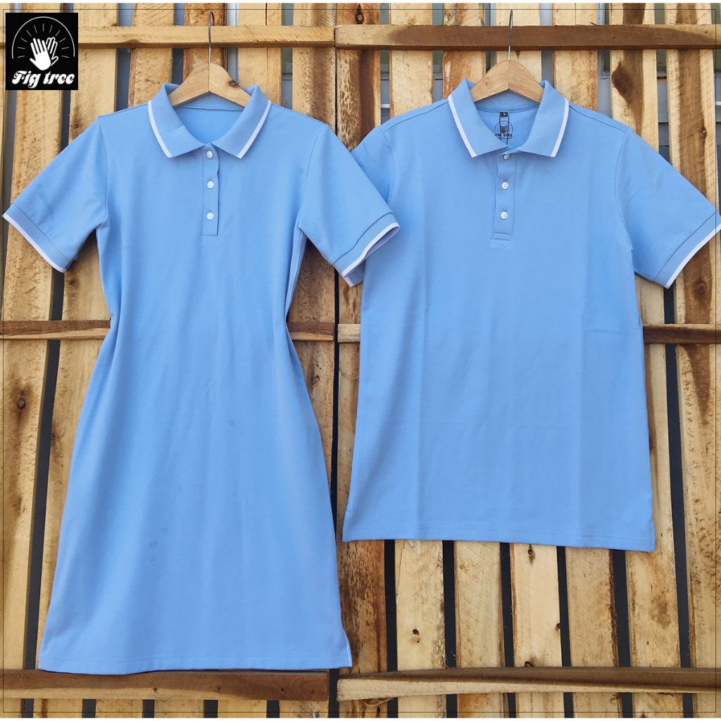 Set Gia Đình Fig Tree  Thun Polo Màu Xanh Nhạt Siêu Xinh, Chất Cá Sấu Dày Dặn, Full size