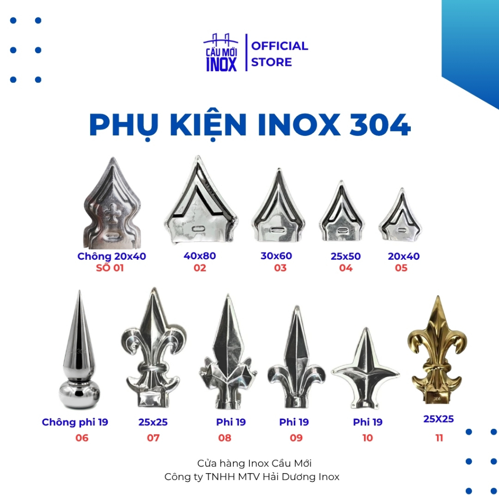 Mũi giáo inox 304 chống trộm, chông trang trí cửa cổng, hoa văn inox bền đẹp, sắc nét, cao cấp