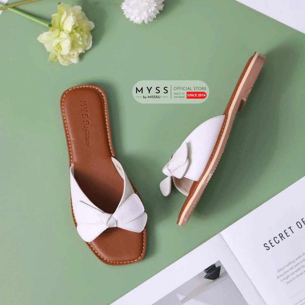 Dép nữ quai ngang bản to phối nơ 1cm thời trang MYSS - DE203
