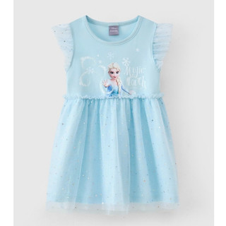 Đầm thun voan lấp lánh tay cánh tiên Elsa Disney bé gái Rabity 550.033