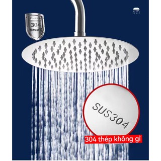 INOX304 Đủ bộ bát sen VUÔNG TRÒN  tắm đứng kèm dây nối bằng Inox sáng bóng tiện lợi gồm bát sen cần treo b át và dây sen