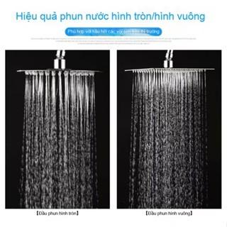 INOX304 Đủ bộ bát sen VUÔNG TRÒN  tắm đứng kèm dây nối bằng Inox sáng bóng tiện lợi gồm bát sen cần treo b át và dây sen