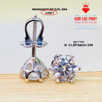 Khuyên tai nam nữ bạc xi bạch kim đá moissanite loại 1 D/FL, Bông tai nụ khóa vặn 6 chấu kim cương nhân tạo giống xoàn — ảnh 3