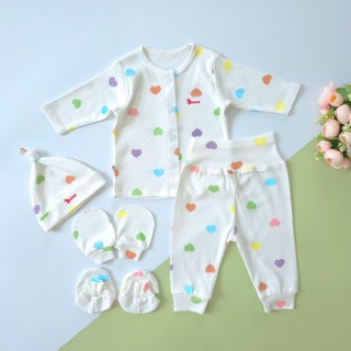 Bộ sơ sinh bé gái cao cấp Bunnybaby bao gồm nón vớ, size 0-3 tháng