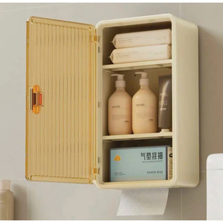 Hộp Đựng Giấy Đa Năng 3 Tầng, Tủ Đựng Đồ Nhà Tắm Treo Tường Chống Nước Có Cửa Kéo Siêu Tiện Lợi