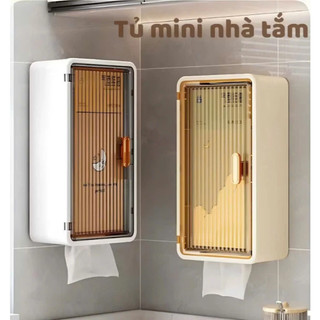 Hộp Đựng Giấy Đa Năng 3 Tầng, Tủ Đựng Đồ Nhà Tắm Treo Tường Chống Nước Có Cửa Kéo Siêu Tiện Lợi