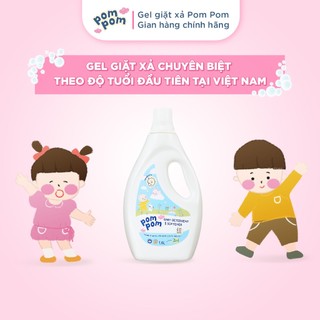 Nước Giặt Xả Pom Pom Newborn Chai 1.6L - Lành Tính Cho Bé Mới Lọt Lòng, Sạch Sâu Vết Nôn Trớ Ọc Sữa, Kháng Khuẩn NB16