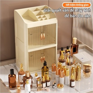 Kệ Tủ Mỹ Phẩm  Đa Năng 3 Tầng Gấp Gọn, Kèm Khay Đựng Son Tiện Ích, Chống Nước, Chất Liệu PP Bền Bỉ
