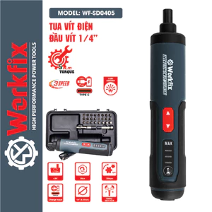 Máy Khoan Vít Cầm Tay WORKFIX SD0405 Bắn Vít Pin Đa Năng Kèm 26 Phụ Kiện Kèm Dây Sạc Và Hộp Đựng- Bảo Hành 6 Tháng