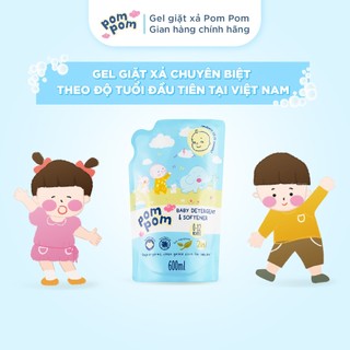 Nước Giặt Xả Pom Pom Active Túi 600ML - 2in1 Tiết Kiệm Dành Cho Cả Nhà, Sạch Thơm Mềm Vải, Hương Nắng Mai AT6