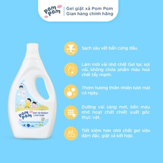 Nước Giặt Xả Pom Pom Active [2 Can 1.6L] Cho Cả Gia Đình Sạch Mới Thơm Mềm Vải Hương Nắng Mai AT16