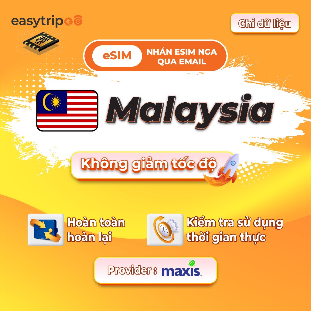 Easytripgo Malaysia esim Truyền dữ liệu không giới hạn | 3-10GB 3-30Ngày | High Speed Travel Data