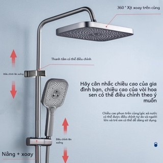 🔥Bộ vòi sen nóng lạnh Vòi sen đứng, thân chính lõi đồng, hiển thị nhiệt độ, tăng áp,4 chế độ phun nước, bảo hành 2 năm