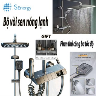 🔥Bộ vòi sen nóng lạnh Vòi sen đứng, thân chính lõi đồng, hiển thị nhiệt độ, tăng áp,4 chế độ phun nước, bảo hành 2 năm