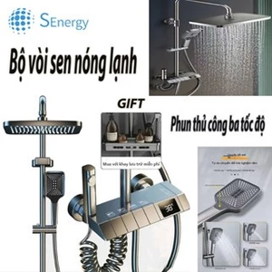 🔥Bộ vòi sen nóng lạnh Vòi sen đứng, thân chính lõi đồng, hiển thị nhiệt độ, tăng áp,4 chế độ phun nước, bảo hành 2 năm