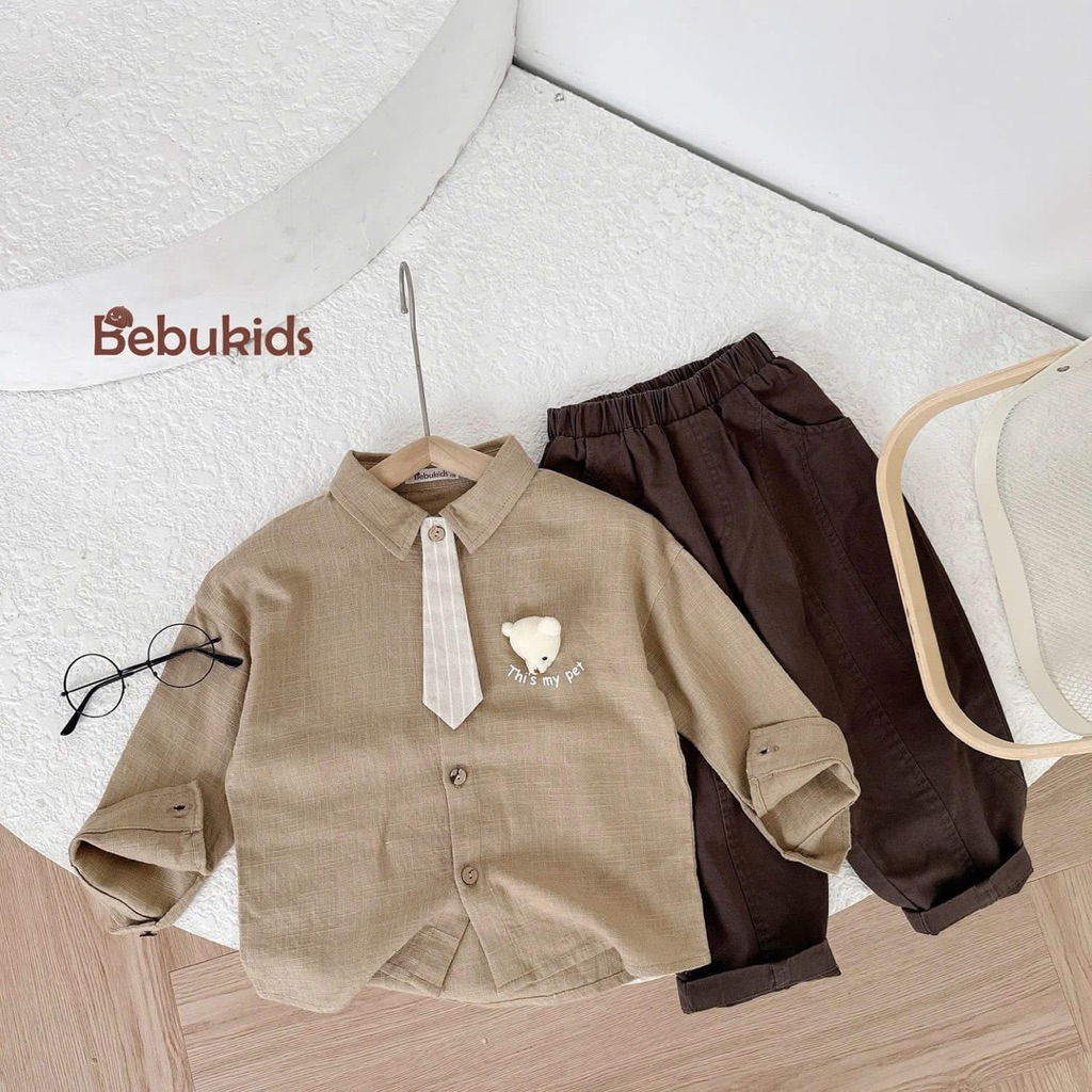 Bộ quần áo bé trai dài tay thu đông Minium Bebu size 80-120 (8-23kg) chất mềm mịn