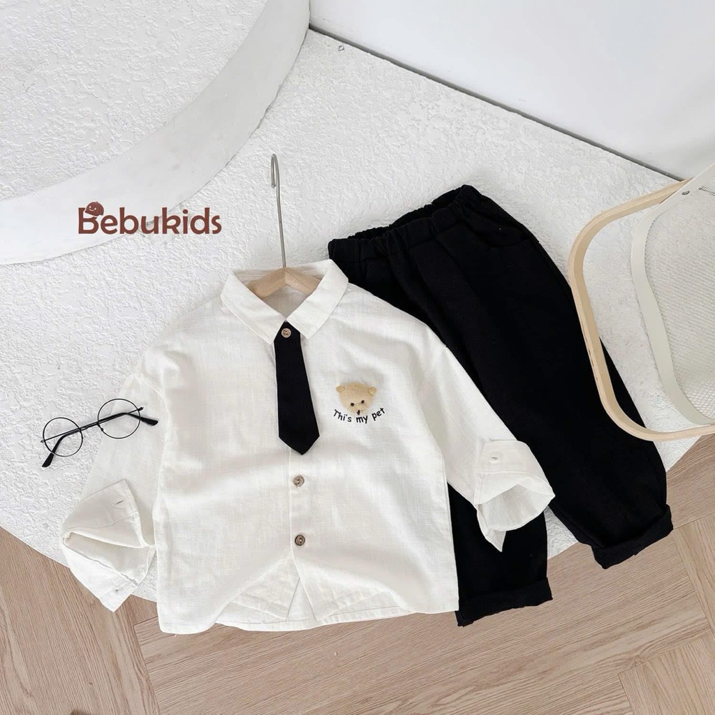 Bộ quần áo bé trai dài tay thu đông Minium Bebu size 80-120 (8-23kg) chất mềm mịn