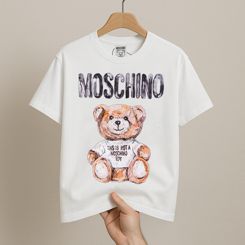 Áo thun 100% Cotton moschino teddy Cotton fom rộng oversize