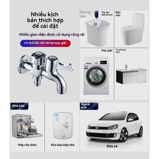 Vòi nước 2 đầu ra Vòi nước 2 đầu cho máy giặt chia nước thành 2 cổng xả độc lập
